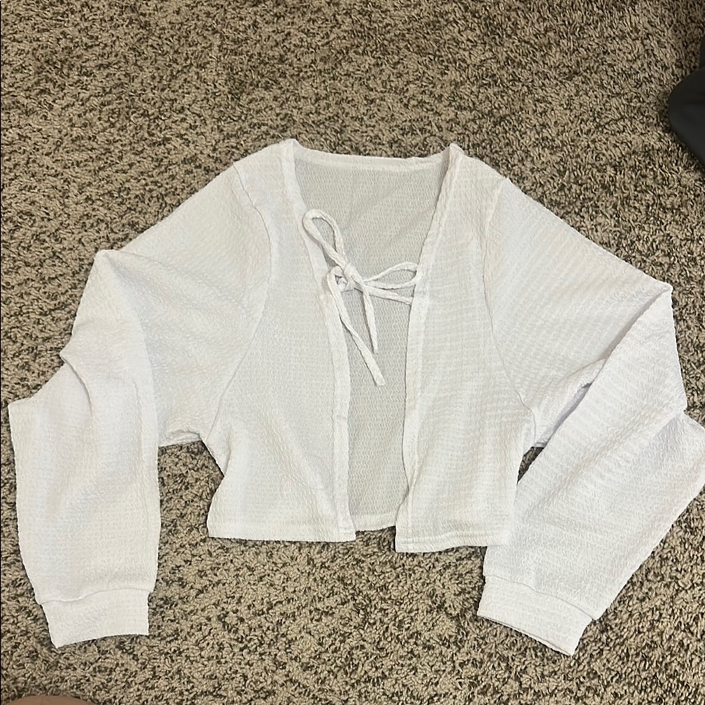 White Textured Cardigan